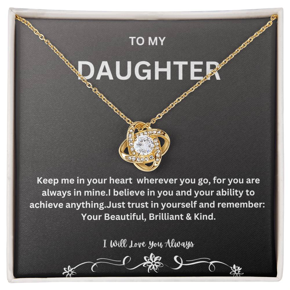 DAUGHTER LOVE KNOT NECKLACE- BEST SELLER-FROM MOM OR DAD