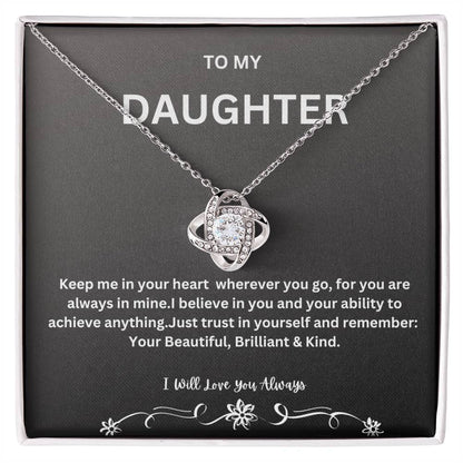 DAUGHTER LOVE KNOT NECKLACE- BEST SELLER-FROM MOM OR DAD