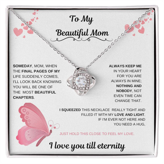 TO MY BEAUTIFUL MOTHER  INTERNAL NECKLACE, BIRTHDAY GIFT, PERSONALIZED MOTHERS DY GIFT.