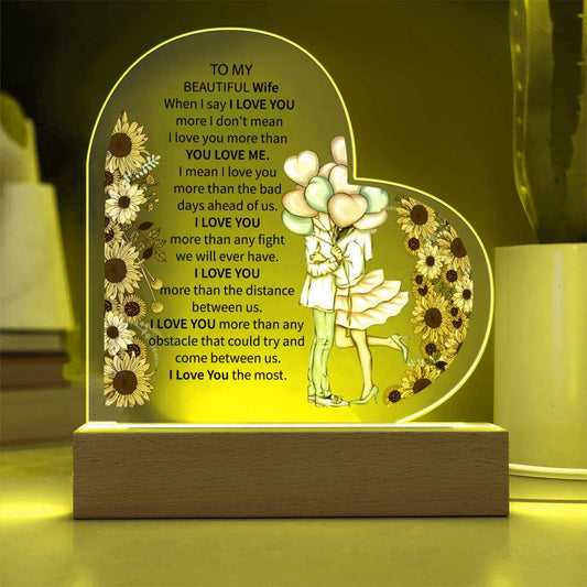 To My Beautiful Wife | Printed Heart Acrylic Plaque