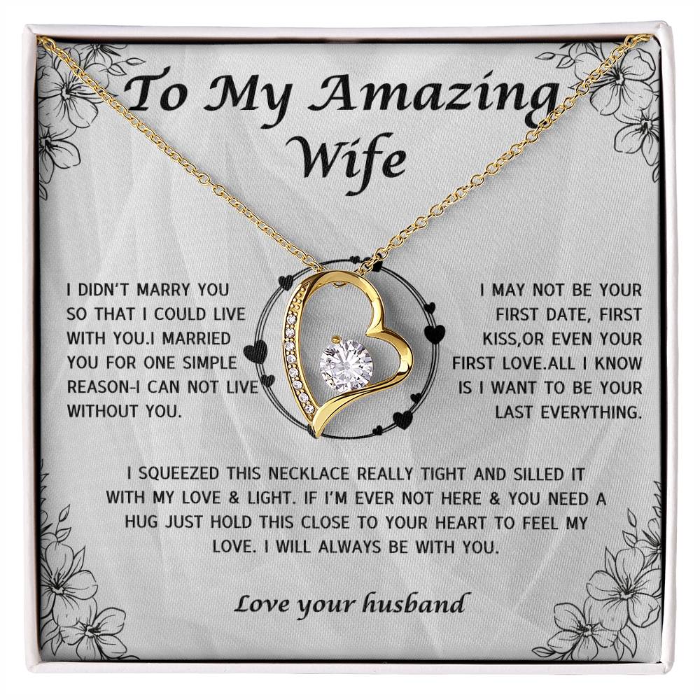 To My Amazing Wife  For ever Love Necklace,Anniversary Gifts,Wife gifts, Best Wife Necklace, Best Gift for her-Personalized