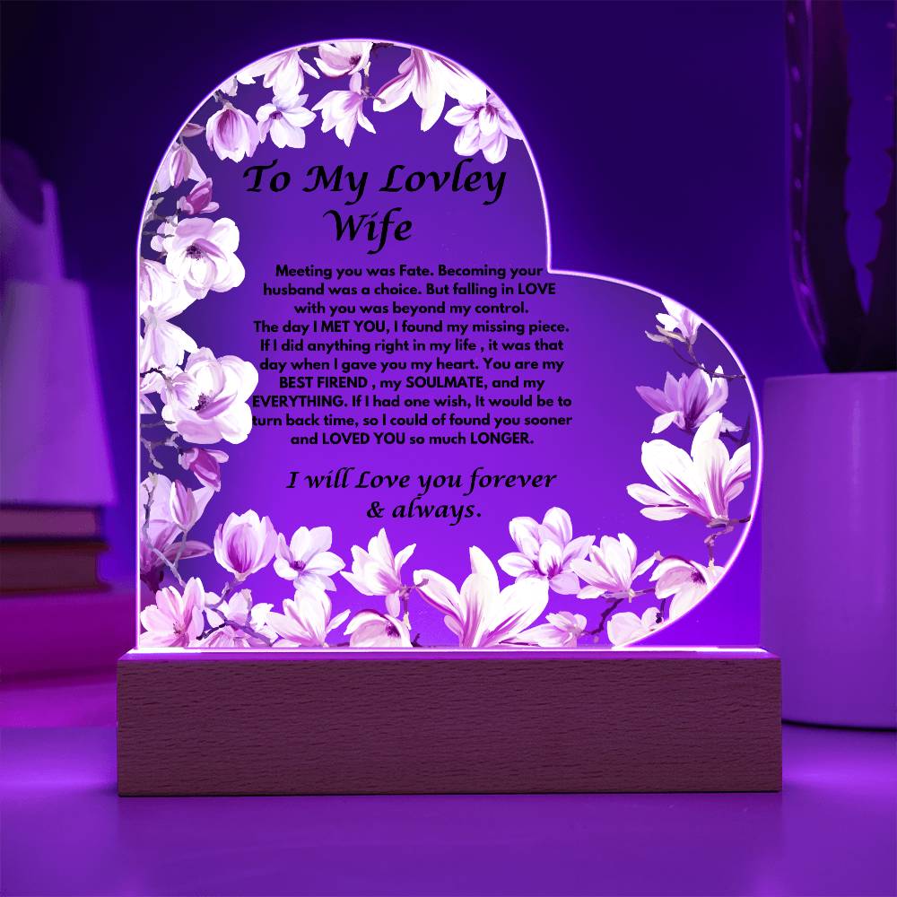 To My Wife Meeting You was Fate Acrylic Plaque Gift, Anniversary Gift, Birthday Gift, Valentines day Gift,Romantic Gesture, Forgive me gift.